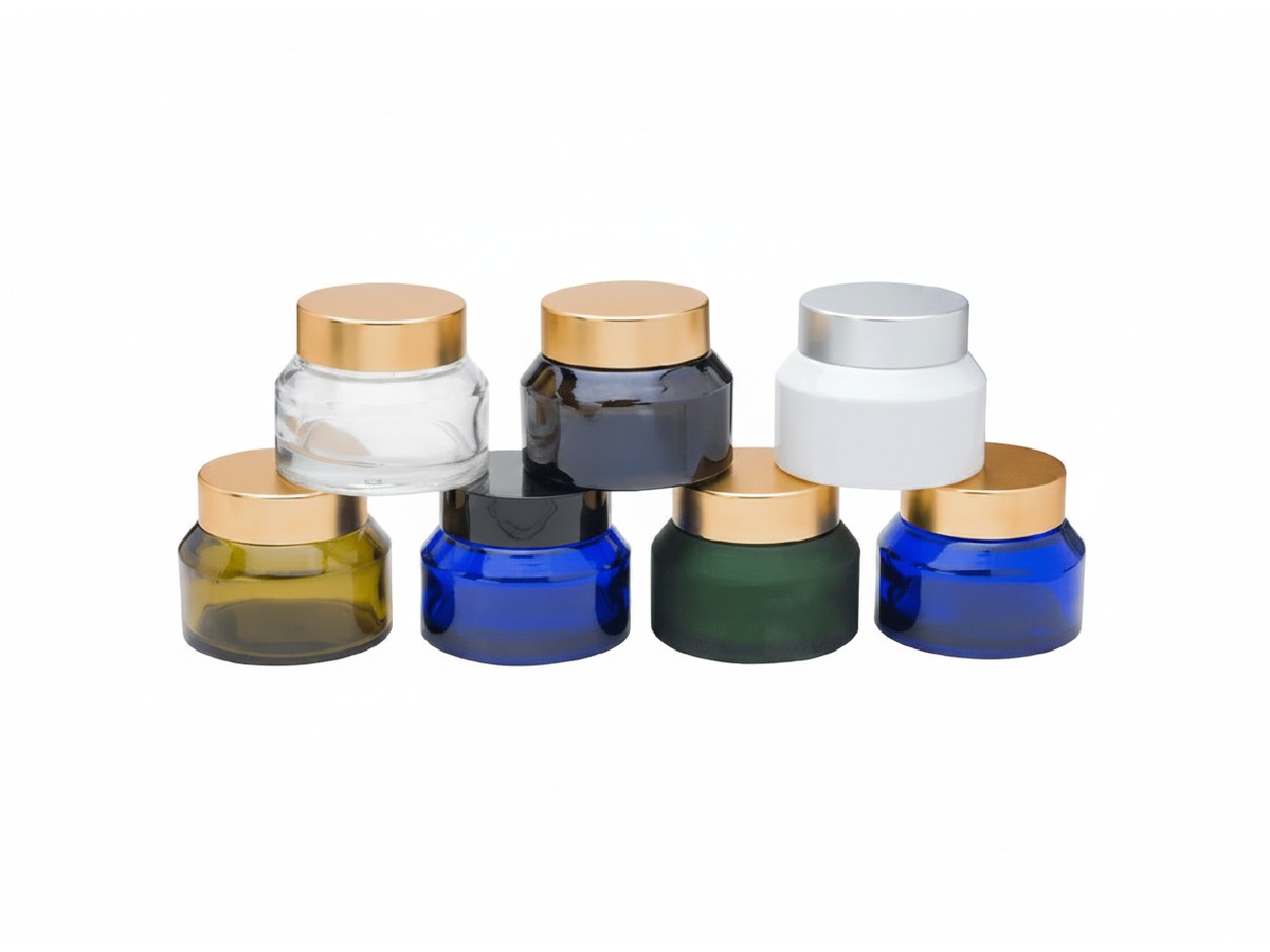 Coloured Glass Cream Jar 30-50-100 gms — Glass Cosmetic Jars